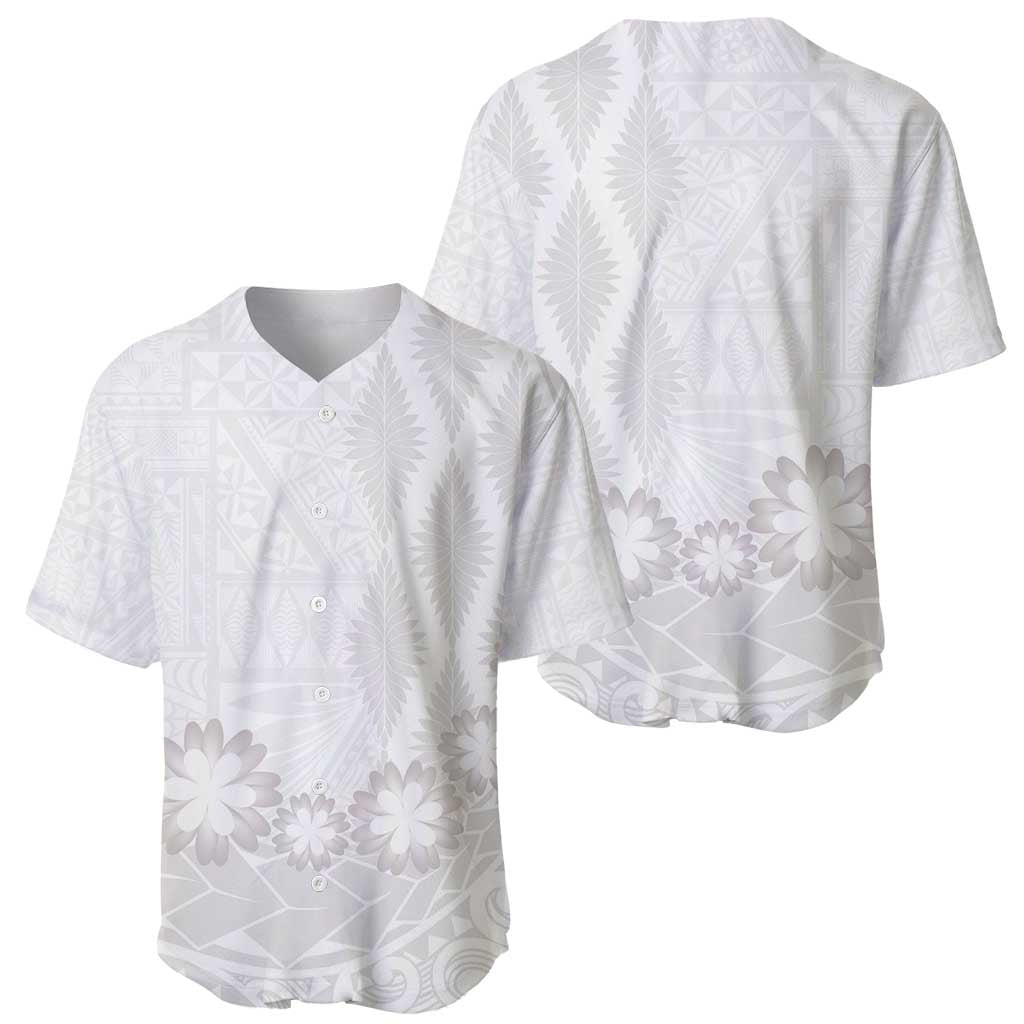 Tonga White Sunday Baseball Jersey Manuia le Aso Sa o Tamaiti Heilala With Ngatu Pattern LT14 - Polynesian Pride