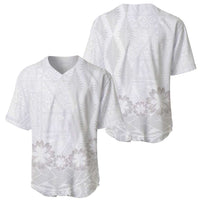 Tonga White Sunday Baseball Jersey Manuia le Aso Sa o Tamaiti Heilala With Ngatu Pattern LT14 - Polynesian Pride