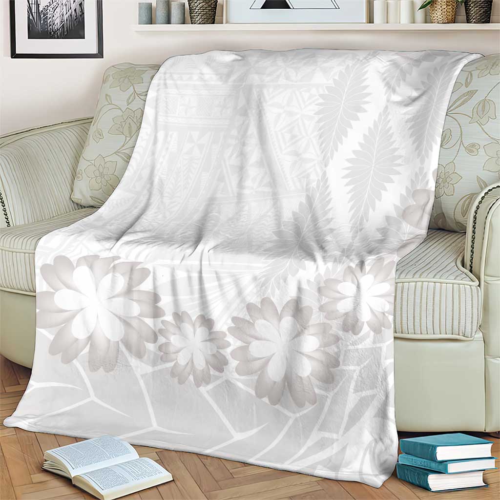 Tonga White Sunday Blanket Manuia le Aso Sa o Tamaiti Heilala With Ngatu Pattern