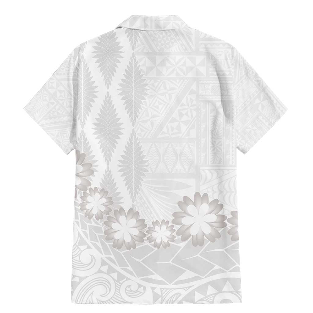 Tonga White Sunday Family Matching Mermaid Dress and Hawaiian Shirt Manuia le Aso Sa o Tamaiti Heilala With Ngatu Pattern