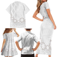 Tonga White Sunday Family Matching Short Sleeve Bodycon Dress and Hawaiian Shirt Manuia le Aso Sa o Tamaiti Heilala With Ngatu Pattern