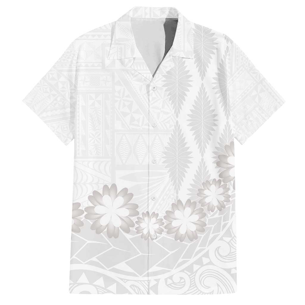 Tonga White Sunday Family Matching Tank Maxi Dress and Hawaiian Shirt Manuia le Aso Sa o Tamaiti Heilala With Ngatu Pattern