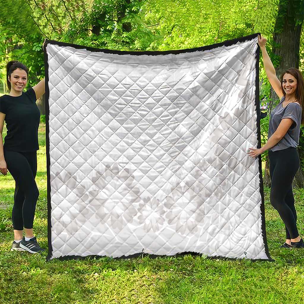 Tonga White Sunday Quilt Manuia le Aso Sa o Tamaiti Heilala With Ngatu Pattern LT14 - Polynesian Pride