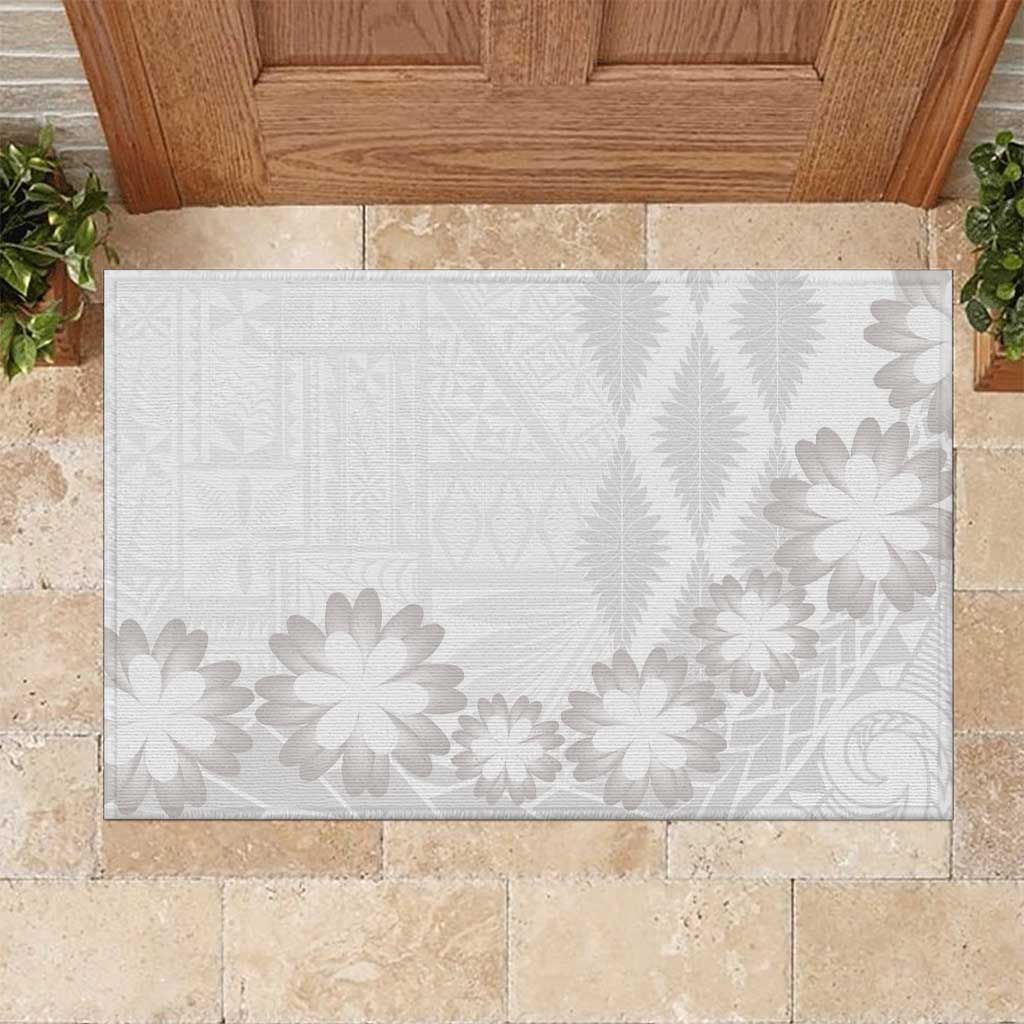 Tonga White Sunday Rubber Doormat Manuia le Aso Sa o Tamaiti Heilala With Ngatu Pattern LT14 White - Polynesian Pride