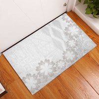 Tonga White Sunday Rubber Doormat Manuia le Aso Sa o Tamaiti Heilala With Ngatu Pattern LT14 - Polynesian Pride