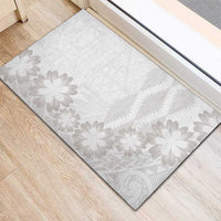 Tonga White Sunday Rubber Doormat Manuia le Aso Sa o Tamaiti Heilala With Ngatu Pattern LT14 - Polynesian Pride