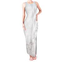 Tonga White Sunday Tank Maxi Dress Manuia le Aso Sa o Tamaiti Heilala With Ngatu Pattern