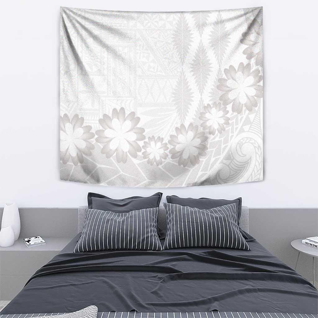 Tonga White Sunday Tapestry Manuia le Aso Sa o Tamaiti Heilala With Ngatu Pattern LT14 - Polynesian Pride