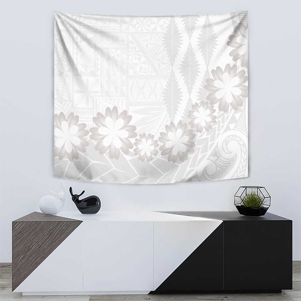 Tonga White Sunday Tapestry Manuia le Aso Sa o Tamaiti Heilala With Ngatu Pattern LT14 - Polynesian Pride