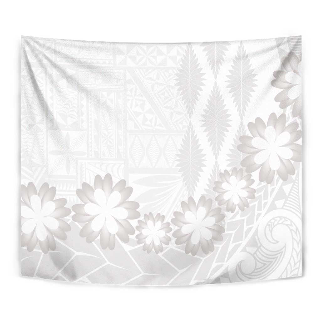 Tonga White Sunday Tapestry Manuia le Aso Sa o Tamaiti Heilala With Ngatu Pattern LT14 - Polynesian Pride