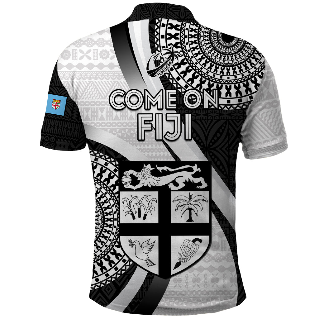Fiji Rugby Polo Shirt World Cup 2023 Go Champions Fijian Tapa Black Version LT14 - Polynesian Pride