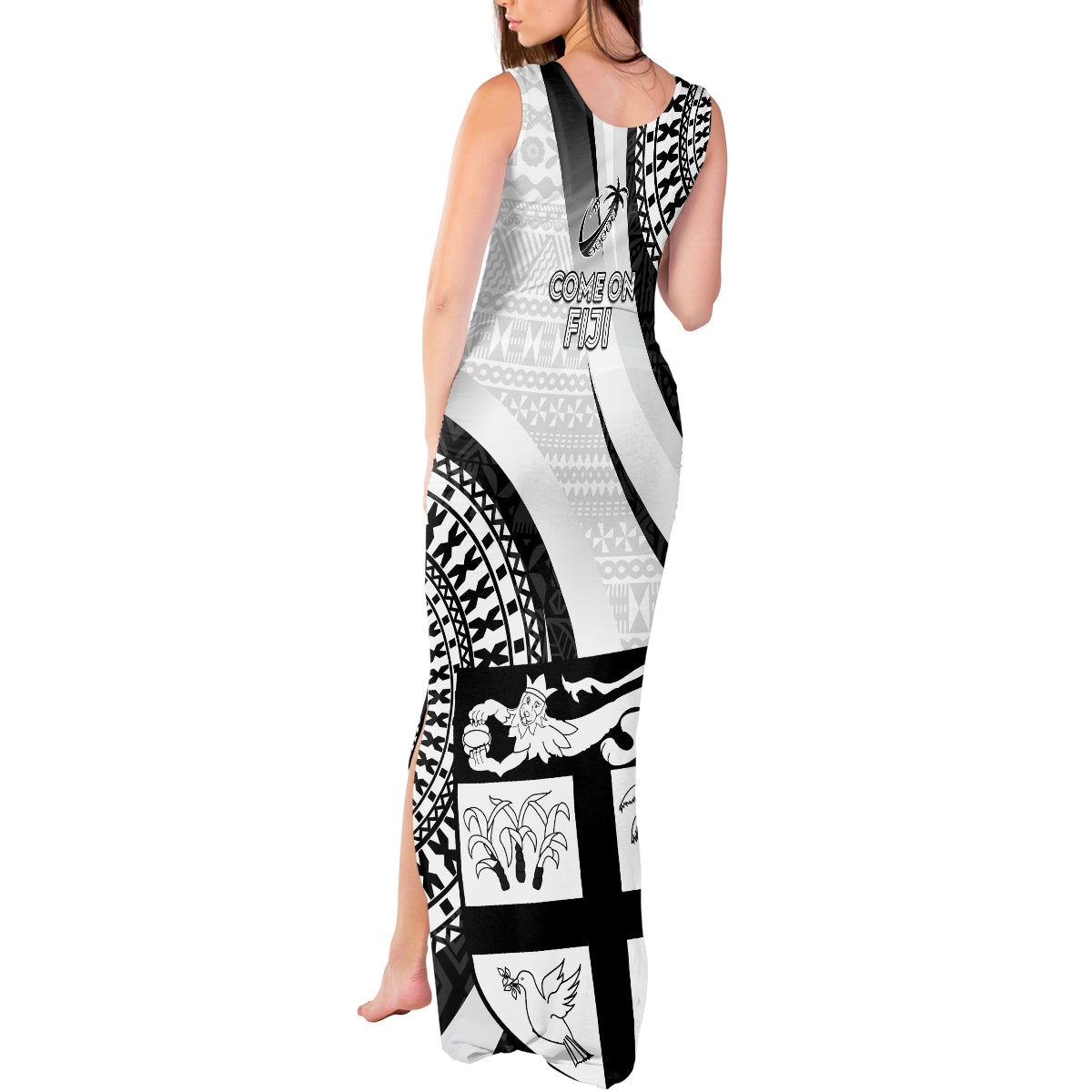 Fiji Rugby Tank Maxi Dress World Cup 2023 Go Champions Fijian Tapa Black Version LT14 - Polynesian Pride