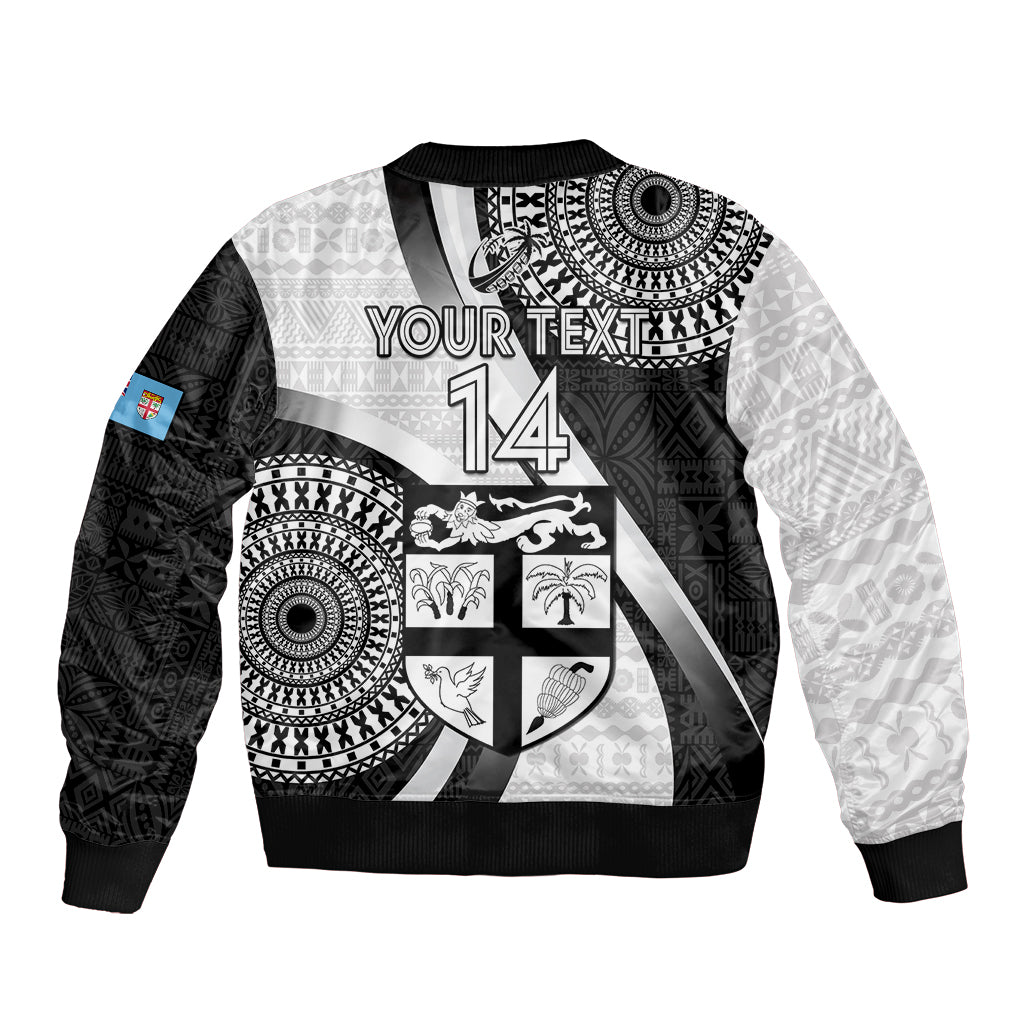 Custom Fiji Rugby Bomber Jacket World Cup 2023 Go Champions Fijian Tapa Black Version LT14 - Polynesian Pride