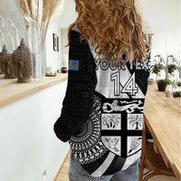 Custom Fiji Rugby Women Casual Shirt World Cup 2023 Go Champions Fijian Tapa Black Version LT14 - Polynesian Pride