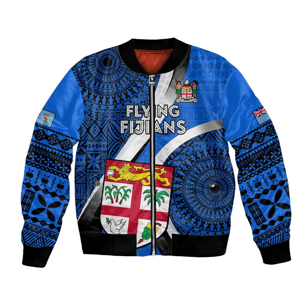 Fiji Rugby Bomber Jacket World Cup 2023 Go Champions Fijian Tapa Blue Version LT14 Unisex Blue - Polynesian Pride