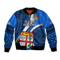 Fiji Rugby Bomber Jacket World Cup 2023 Go Champions Fijian Tapa Blue Version LT14 Unisex Blue - Polynesian Pride