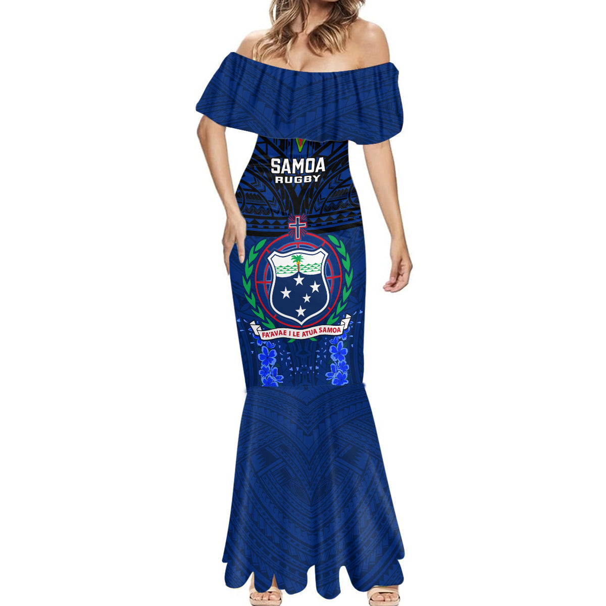 Custom Samoa Rugby Mermaid Dress World Cup 2023 Go Champions Manu Samoa LT14 - Polynesian Pride