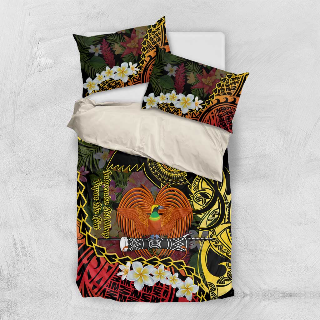 Papua New Guinea 50th Independence Anniversary Bedding Set Independen Stet bilong Papua Niu Gini LT14 US Twin 172cm x 218cm Black - Polynesian Pride
