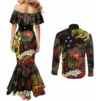 Papua New Guinea 50th Independence Anniversary Couples Matching Mermaid Dress and Long Sleeve Button Shirt Independen Stet bilong Papua Niu Gini LT14