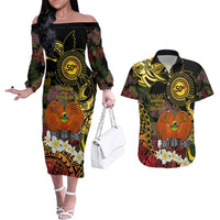 Papua New Guinea 50th Independence Anniversary Couples Matching Off The Shoulder Long Sleeve Dress and Hawaiian Shirt Independen Stet bilong Papua Niu Gini LT14