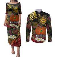Papua New Guinea 50th Independence Anniversary Couples Matching Puletasi and Long Sleeve Button Shirt Independen Stet bilong Papua Niu Gini LT14