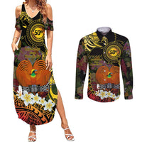 Papua New Guinea 50th Independence Anniversary Couples Matching Summer Maxi Dress and Long Sleeve Button Shirt Independen Stet bilong Papua Niu Gini LT14