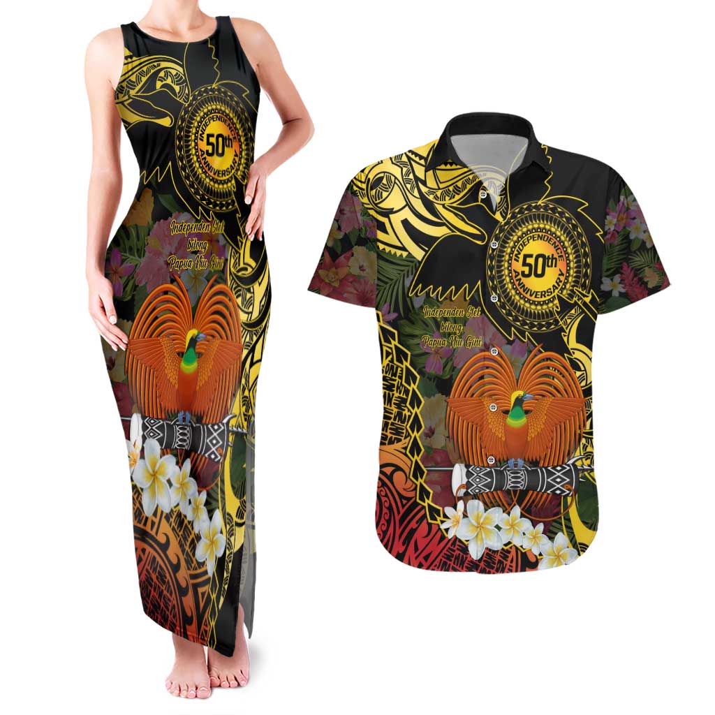 Papua New Guinea 50th Independence Anniversary Couples Matching Tank Maxi Dress and Hawaiian Shirt Independen Stet bilong Papua Niu Gini LT14
