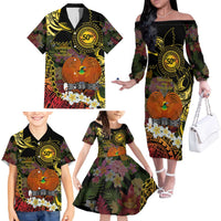 Papua New Guinea 50th Independence Anniversary Family Matching Off The Shoulder Long Sleeve Dress and Hawaiian Shirt Independen Stet bilong Papua Niu Gini LT14