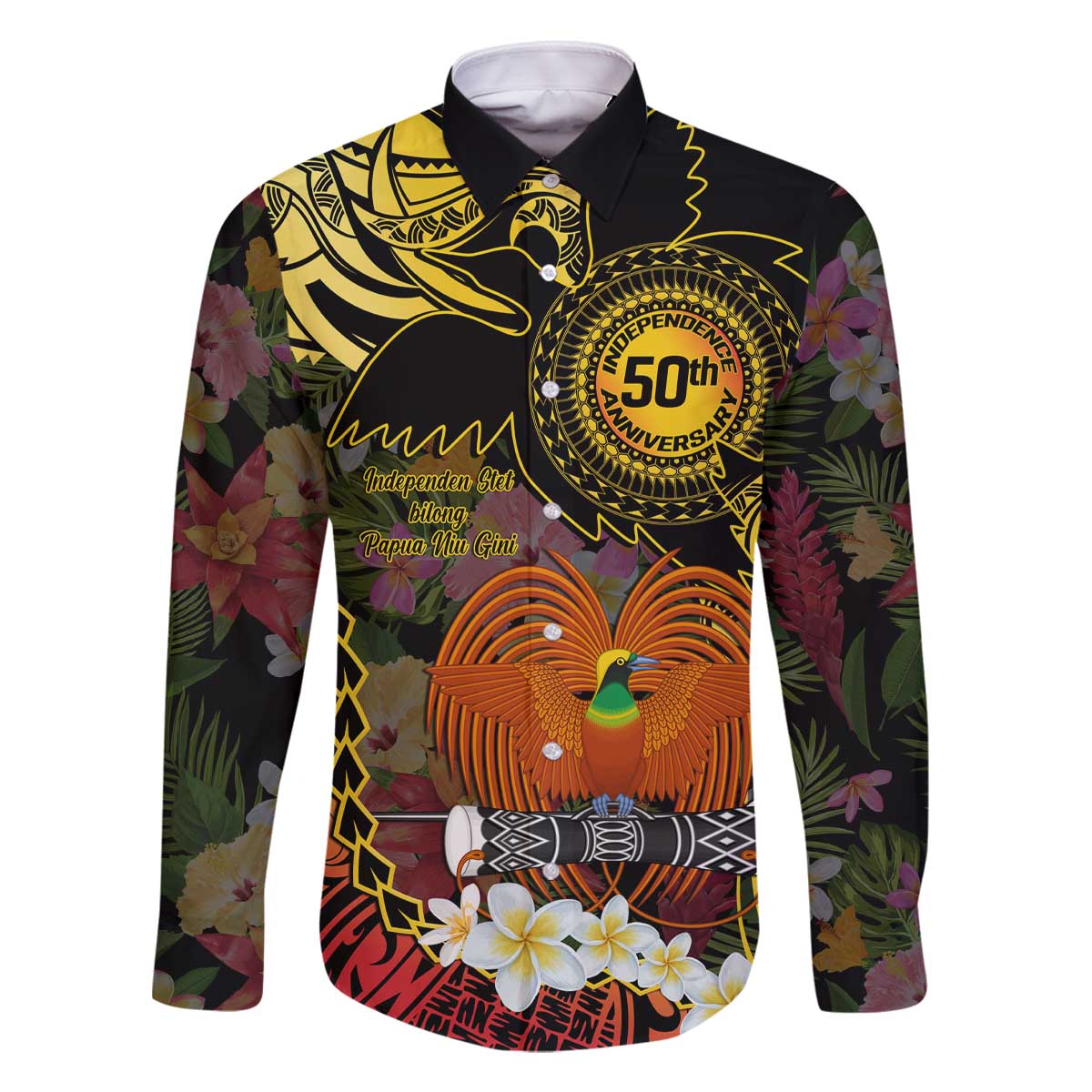 Papua New Guinea 50th Independence Anniversary Family Matching Off The Shoulder Long Sleeve Dress and Hawaiian Shirt Independen Stet bilong Papua Niu Gini LT14