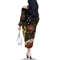 Papua New Guinea 50th Independence Anniversary Family Matching Off The Shoulder Long Sleeve Dress and Hawaiian Shirt Independen Stet bilong Papua Niu Gini LT14