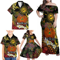 Papua New Guinea 50th Independence Anniversary Family Matching Off Shoulder Maxi Dress and Hawaiian Shirt Independen Stet bilong Papua Niu Gini LT14
