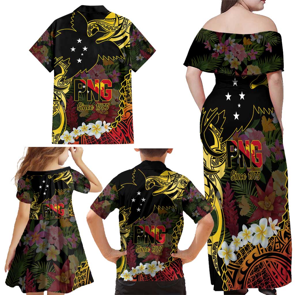 Papua New Guinea 50th Independence Anniversary Family Matching Off Shoulder Maxi Dress and Hawaiian Shirt Independen Stet bilong Papua Niu Gini LT14
