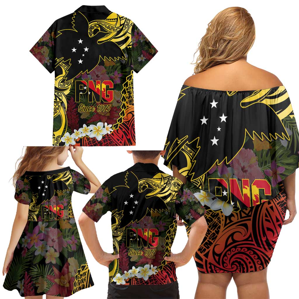 Papua New Guinea 50th Independence Anniversary Family Matching Off Shoulder Short Dress and Hawaiian Shirt Independen Stet bilong Papua Niu Gini LT14