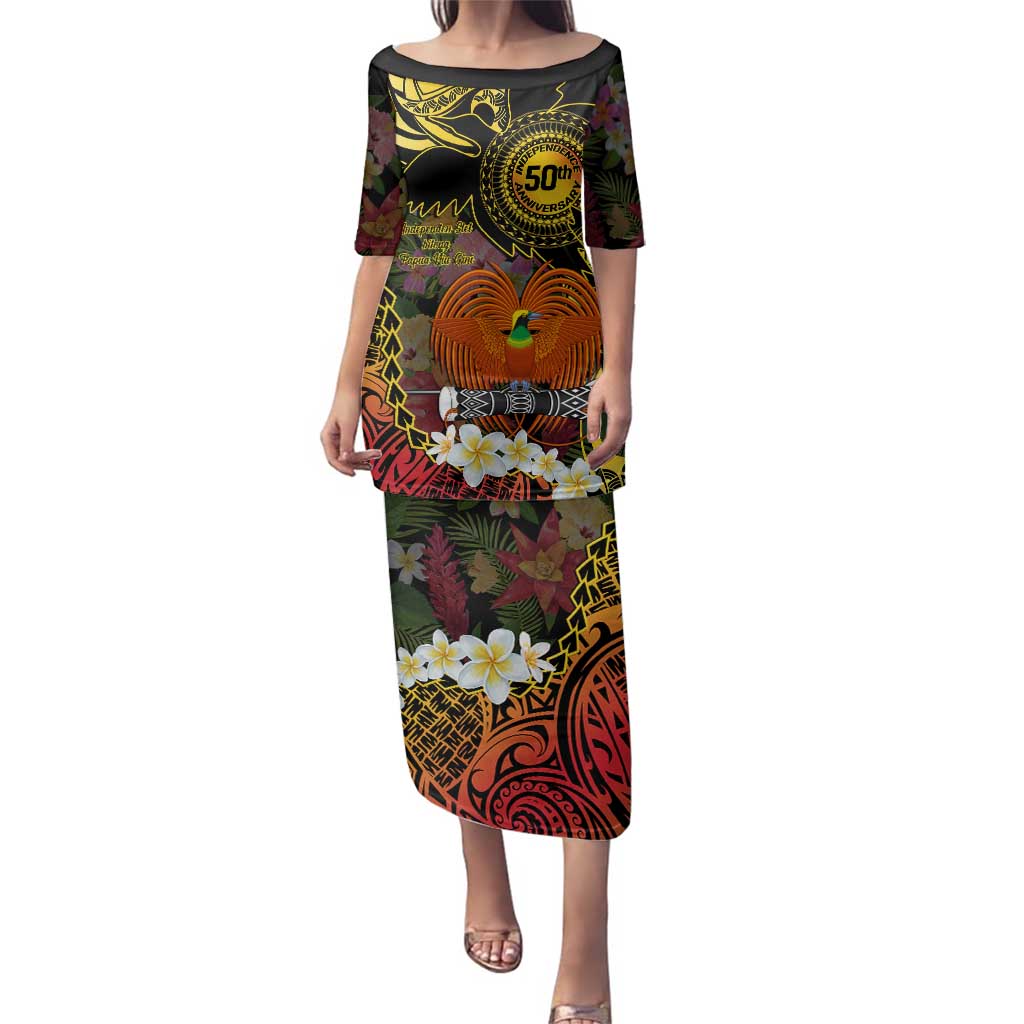 Papua New Guinea 50th Independence Anniversary Family Matching Puletasi and Hawaiian Shirt Independen Stet bilong Papua Niu Gini LT14