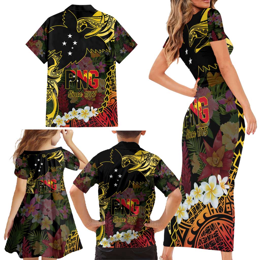 Papua New Guinea 50th Independence Anniversary Family Matching Short Sleeve Bodycon Dress and Hawaiian Shirt Independen Stet bilong Papua Niu Gini LT14