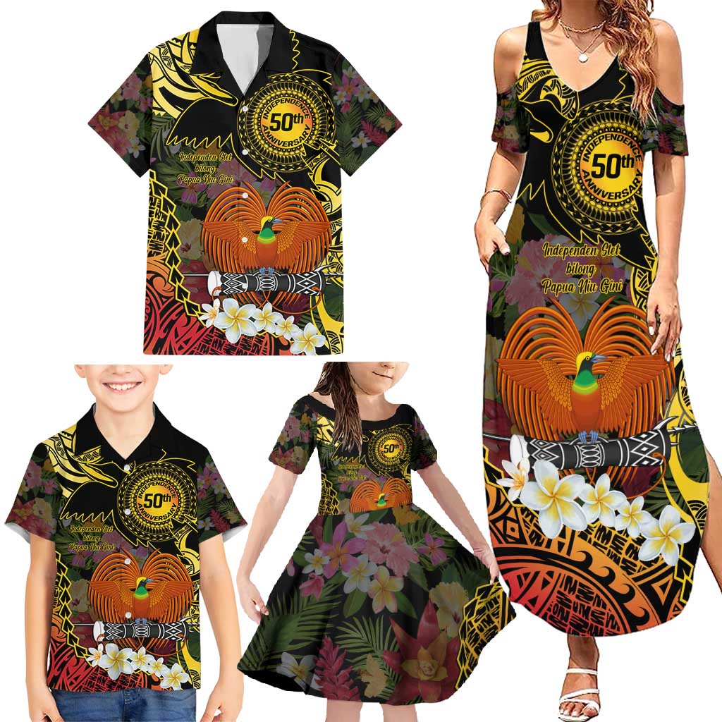 Papua New Guinea 50th Independence Anniversary Family Matching Summer Maxi Dress and Hawaiian Shirt Independen Stet bilong Papua Niu Gini LT14