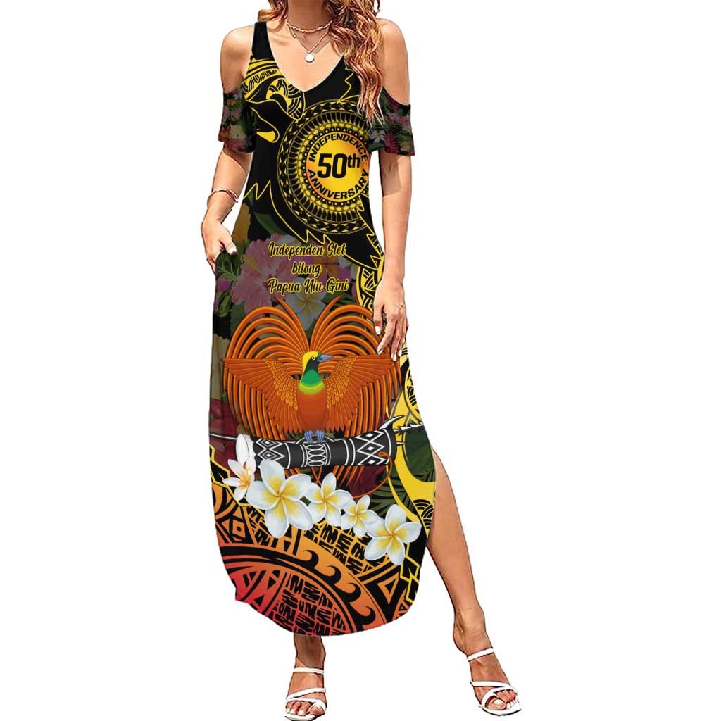 Papua New Guinea 50th Independence Anniversary Family Matching Summer Maxi Dress and Hawaiian Shirt Independen Stet bilong Papua Niu Gini LT14
