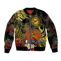 Papua New Guinea 50th Independence Anniversary Sleeve Zip Bomber Jacket Independen Stet bilong Papua Niu Gini LT14