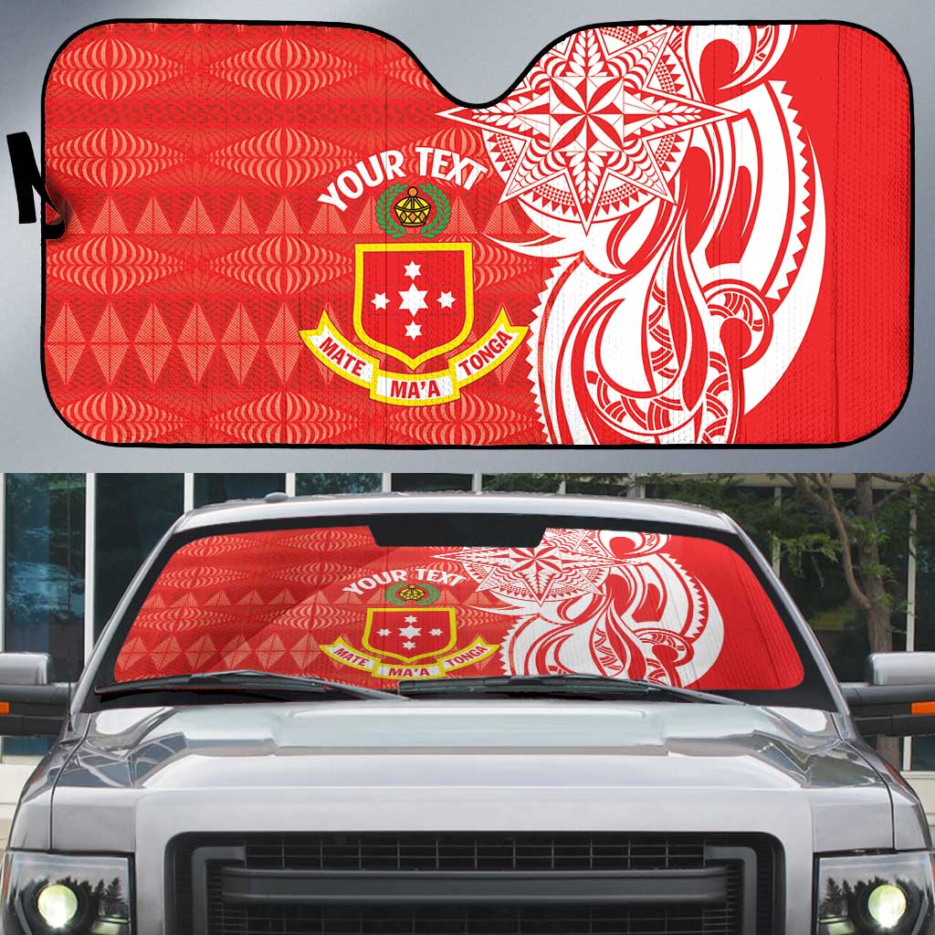 Personalised Kolisi Tonga Auto Sun Shade Mate Maa Tonga Ngatu Pattern LT14 Red - Polynesian Pride