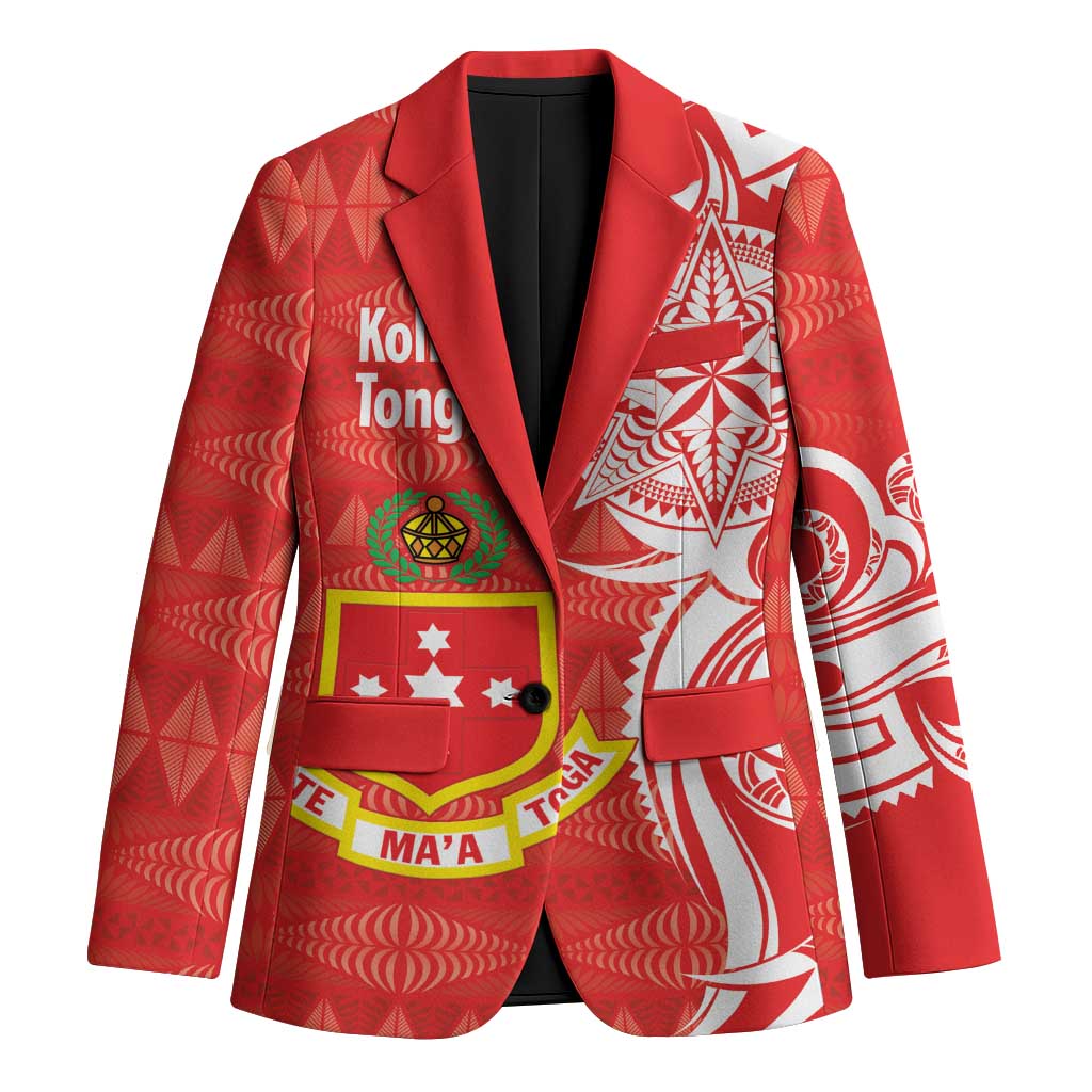 Personalised Kolisi Tonga Blazer Mate Maa Tonga Ngatu Pattern - Polynesian Pride