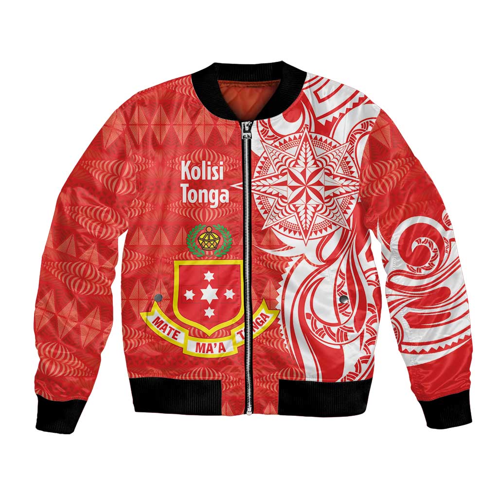 Personalised Kolisi Tonga Bomber Jacket Mate Maa Tonga Ngatu Pattern - Polynesian Pride
