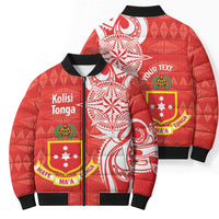 Personalised Kolisi Tonga Bomber Puffer Jacket Mate Maa Tonga Ngatu Pattern - Polynesian Pride