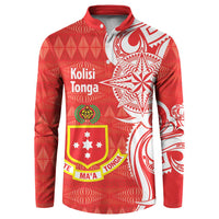 Personalised Kolisi Tonga Button Sweatshirt Mate Maa Tonga Ngatu Pattern - Polynesian Pride