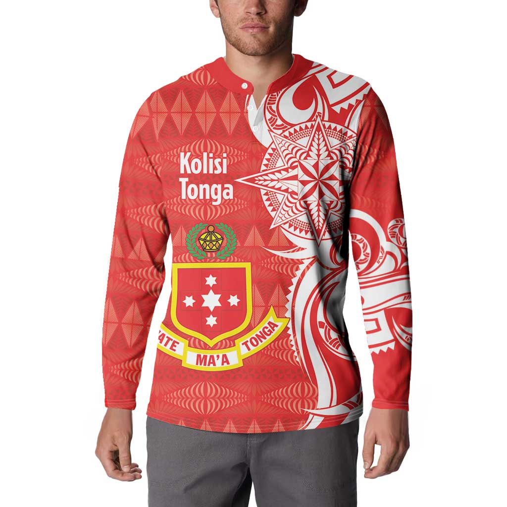 Personalised Kolisi Tonga Button Sweatshirt Mate Maa Tonga Ngatu Pattern - Polynesian Pride