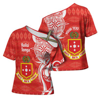 Personalised Kolisi Tonga Cross Shoulder Shirt Mate Maa Tonga Ngatu Pattern - Polynesian Pride