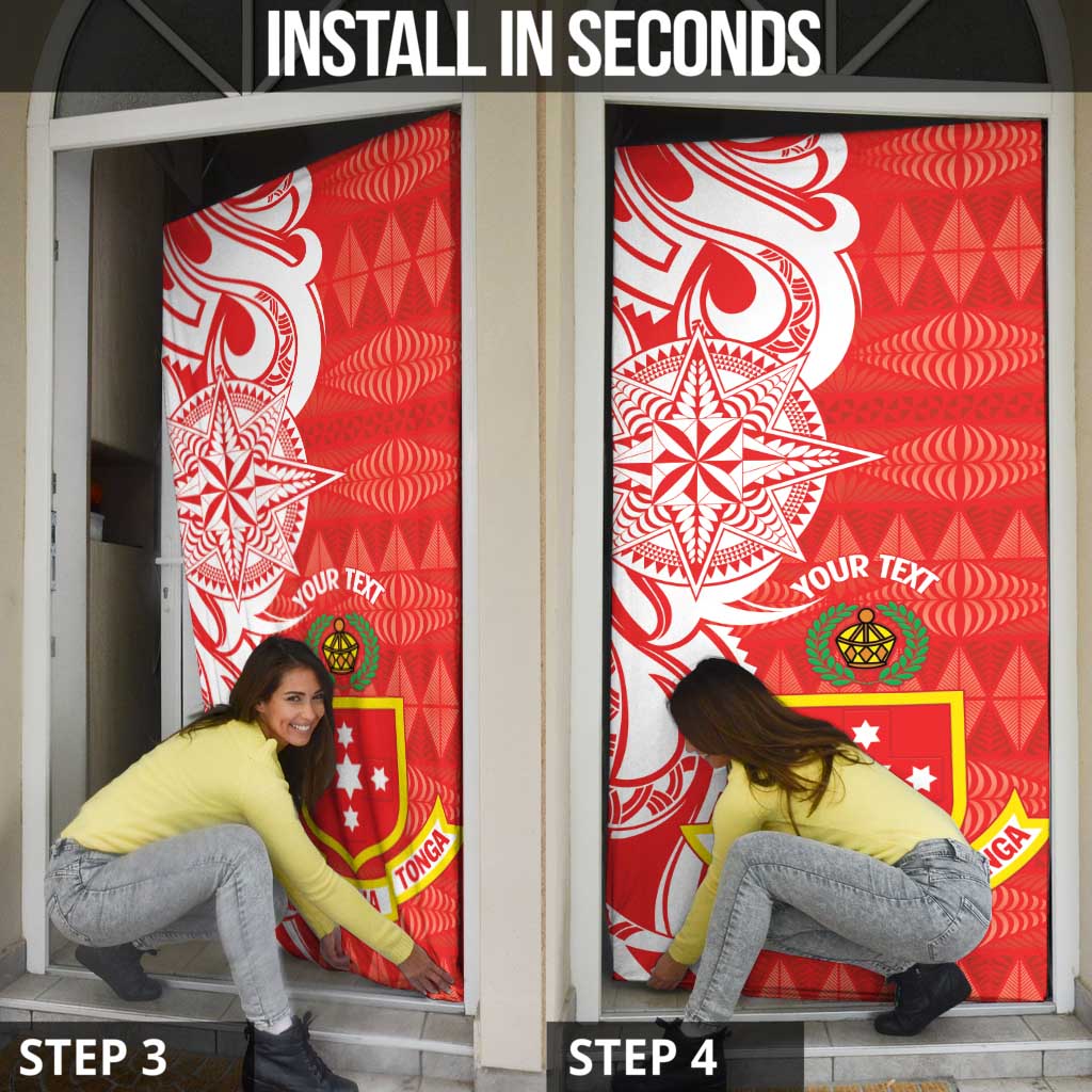 Personalised Kolisi Tonga Door Cover Mate Maa Tonga Ngatu Pattern - Polynesian Pride