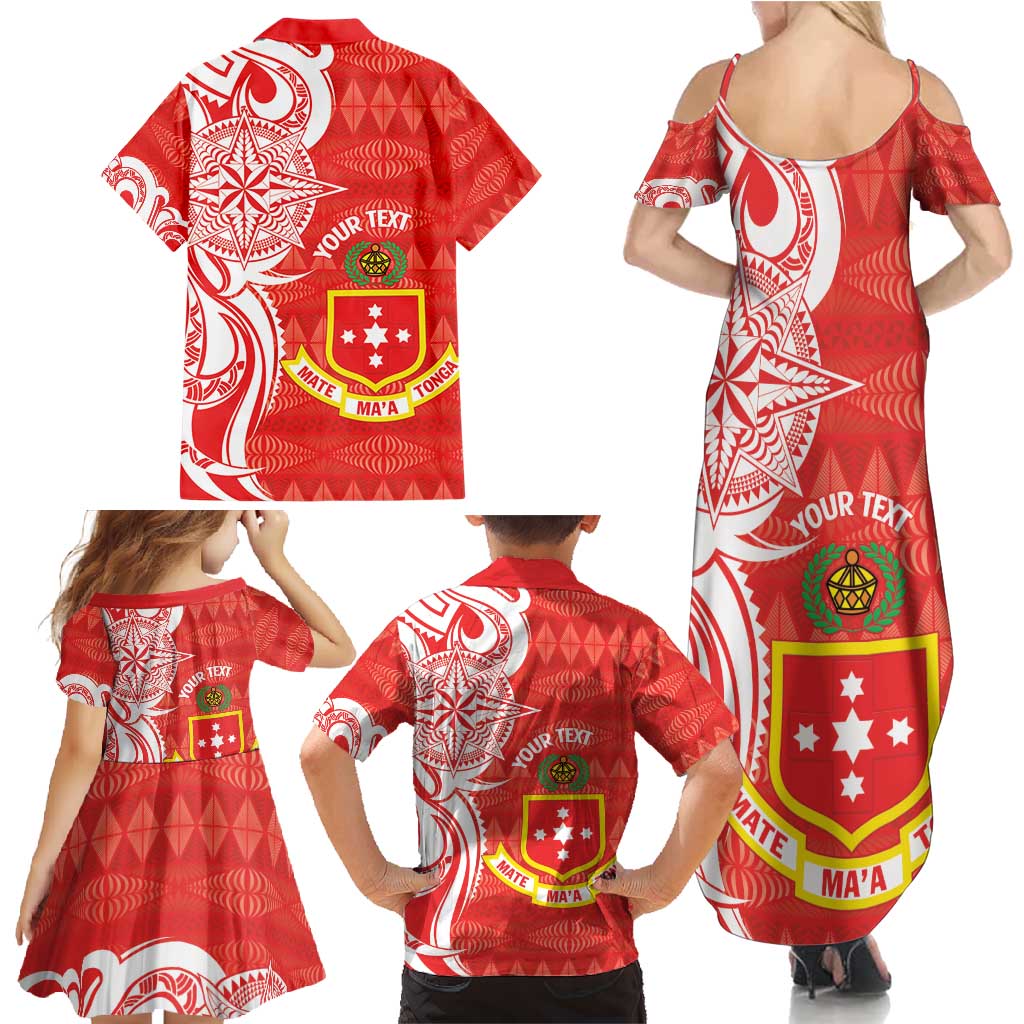 Personalised Kolisi Tonga Family Matching Summer Maxi Dress and Hawaiian Shirt Mate Maa Tonga Ngatu Pattern - Polynesian Pride