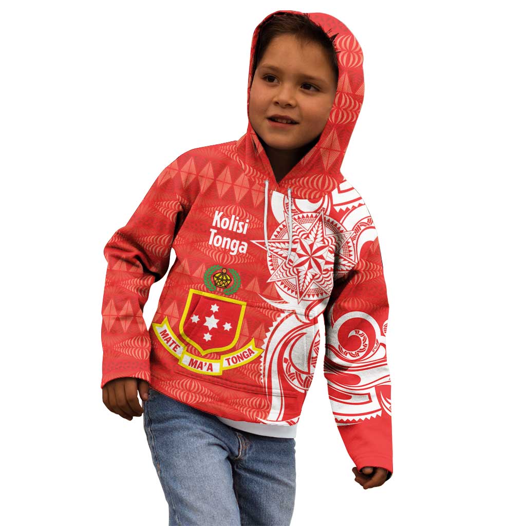Personalised Kolisi Tonga Kid Hoodie Mate Maa Tonga Ngatu Pattern - Polynesian Pride