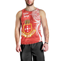 Personalised Kolisi Tonga Men Tank Top Mate Maa Tonga Ngatu Pattern - Polynesian Pride