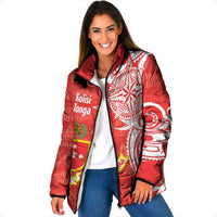 Personalised Kolisi Tonga Padded Jacket Mate Maa Tonga Ngatu Pattern - Polynesian Pride